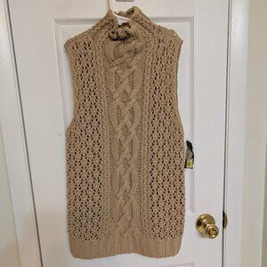 DKNY Tan Sleeveless Cable Knit Sweater NWT!!